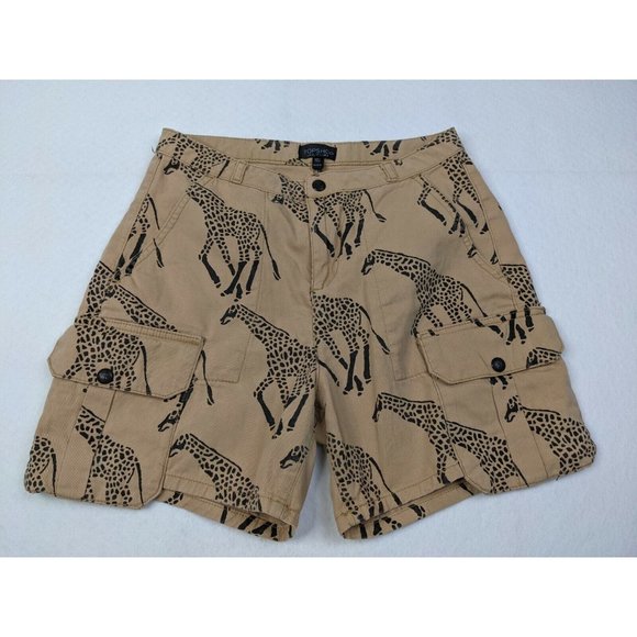 Topshop Giraffe Print Tan Shorts - Picture 1 of 7